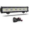 Willpower Barra LED 43cm 17 Pollici 360W Fari LED 12V 24V Combo Fascio Spot e Inondazione Faretti LED Faro da Lavoro LED Barra Luci LED per Fuoristrada Auto Trattore Camion 4x4 Barca ATV con Cablaggio