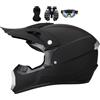 HelmYezett Casco Motocross Set Per Bambini E Adulti, Endurance Race ATV ATV Casco, Casco Di Sicurezza Stereo Traspirante Include Occhiali Guanti Maschera(Black,M(54-55CM))