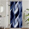 Uiiooazy Tenda Doccia Antimuffa, Tenda da Doccia Piccola 90x180cm Blu Navy Righe Sfumata Blu Scuro Banda Gradiente Tende da Bagno Tessuto Lavabile Impermeabile Tende per Vasca da Bagno con 6 Anelli