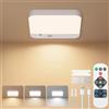 URAQT Plafoniera LED Soffitto con Sensore di Movimento, Lampada da Soffitto LED Moderno, Senza Fili Lampadario Bagno, 4000mAh Plafoniera LEDs Soffittos Quadrata per Cameretta, Cucina, Balcone, Garage