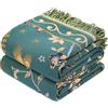 VANJOROY Coperta per Divano e Letto Grande in 100% Cotone Organico con Motivo Floreale di Uccelli - 130x150cm, Coperta Morbida Doppio Lato Stile Bohémien per Poltrona Singola a 2 Posti, Tappeto da