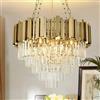 AOOCHOK Lampadario moderno di cristallo oro apparecchi a sospensione, illuminazione a sospensione di cristallo rotondo per sala da pranzo, soggiorno, camera da letto, ristorante, E14 x 8, Φ60cm