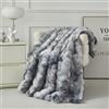 Casa Carina, coperta in finta pelliccia, super morbida, soffice e soffice, coperta in peluche, comoda e spessa, per divano, sedia, letto, 160 x 200 cm, grigio tie-dye