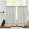 Vangao Tende per Interni a Righe in Misto Lino Verde Tende Cucina Corta Moderne 65 x 60 cm 2 pezzi Finestra Soggiorno Salotto Bistrot Country Rustico Camera da letto Semitrasparenti con passanti