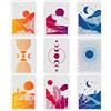 FINGERINSPIRE, Stencil riutilizzabili in plastica con sole e luna, a tema alba bohémien, con deserto, per dipingere su legno, tela, carta, per decorare la casa, 29,7 x 21 cm, 9 pezzi