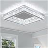 Finktonglan Plafoniera LED Cristallo Moderna Quadrata 45 cm, Lampadario a Soffitto in Acciaio Inossidabile con Cristalli K9, Bianco Freddo 6000K, 34W per Soggiorno Camera Sala da Pranzo