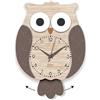 DEKORI - Orologio da Parete a Pendolo Gufo in Legno, Design Decorativo Moderno, Silenzioso, 25x34 cm