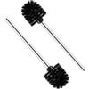Voarge 2 spazzole per WC nere con diametro di 7,5 cm, testine rimovibili, scopino per WC con manico in acciaio inox