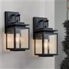 FTL Portico Applique da Esterno 2 Pezzi, Lampade da Esterno E27, Nero Luci Lampade Lanterna da Esterno in Vetro, Moderno Luci da Parete per Giardino, Porta, Garage, IP44 Impermeabile