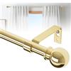 AWUIUNIE Bastoni per tende dorati per finestre da 66 a 120, asta lunga regolabile per tende per patio esterno, porta scorrevole in vetro, set di aste decorative per tendaggi di diametro 5/8, asta per tende