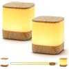 GOMETY Set di 2 lampade da comodino a LED, dimmerabili, USB, ricaricabili, senza fili, con 3 temperature di colore, luce notturna a LED, per bambini, con venature del legno, senza fili, per camera da letto