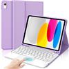 IVEOPPE Tastiera iPad 10 Generazione/A16 11 Generation (10.9/11 pollici, 2022/2025) con Touchpad, Cover Tastiera Trackpad Italiano QWERTY Bluetooth Staccabile per iPad 10/11 Gen con Portapenna, Viola Chiaro