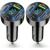 GemCoo 4-Porte Caricabatteria Auto USB C, 50W QC3.0 & PD Caricabatterie Veloce Accendisigari USB C Adattatore con Voltmetro LED, Compatibile con iPhone, Android, Samsung, Smartphone (2 PCS)