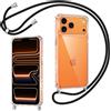 Coiwxmoi Cover per iPhone 17 Pro Max con Cordino, Custodia Trasparente con Regolabile Collana Ultra Sottile AntiGraffio TPU Bumper Protettiva Case con Laccio Tracolla per iPhone 17 Pro Max, Nero