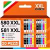 Supply Guy 580XXL 581XXL Cartucce compatibili con Canon 580 581 XXL per Pixma TS705 TS705a TS6350 TS6350a TS6351 TS6351a TS6300 TR8550 TS9550 Multipack 20 Cartucce stampanti PGI-580 CLI-581