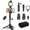 yAyusi Kit Vlogging per iPhone, Include Clip per Telefono, Luce di Riempimento, Microfono, Content Creator Kit per Interviste in Strada, Vlog, TikTok e Registrazioni Video su YouTube