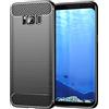 owlhold Cover per Samsung Galaxy S8, Custodia Spazzolata e Fibra di Carbonio Morbido Silicone TPU Slim Fit Case, Antiurto, Antigraffio, Antiscivolo, Protezione Grado Militare, Nero