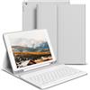 GKABXY Custodia per tastiera per iPad 9/8/7 generazione (2021/2020/2019) 10,2 pollici, retro morbido in TPU con portapenna, layout QWERTZ, tastiera Bluetooth rimovibile magnetica, grigio