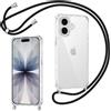 Coiwxmoi Cover per iPhone 17 con Cordino, Custodia Trasparente con Regolabile Collana Ultra Sottile Antiurto AntiGraffio TPU Silicone Bumper Protettiva Case con Laccio Tracolla per iPhone 17, Nero