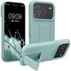 kwmobile 1x Custodia Compatibile con Apple iPhone 17 PRO - Cover Supporto Dita - Back Case per Smartphone - Protezione Gommata Menta