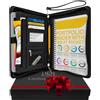 Lautus Designs Piccolo scomparto con zip con blocco note junior - Raccoglitore ad anelli in pelle PU con scomparto per tablet da 20,3 cm di Lautus design Nero