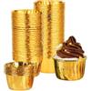 CLoxks Confezione da 100 mini pirottini da 125 ml, usa e getta, per dessert, budini, muffin, per panetteria, matrimoni, feste di compleanno (oro)