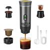 Trsaow Macchina per caffè Espresso Portatile, Macchina per Caffè Elettrica 3 in 1, Caffettiera Portatile da Campeggio, Mini Autoriscaldante, Compatibile con Caffè Macinato e Capsule (Grigio)