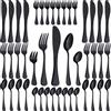 Joeczo Set da 40 posate nero, posate per 8 persone | 8 forchette, 8 coltelli, 8 cucchiai da tavola, 8 cucchiaini, 8 forchette da dolce, set di posate in acciaio inox