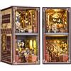 ETKVR Kit Book Nook, Puzzle 3D in Legno Fai-da-te Fermalibri Book Nook Miniatura Casa delle Bambole per Decorazione Libreria, Kit Modello DIY Inserto Booknook Vicolo per Adulti e Adolescenti
