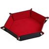 Cusdie - Vassoio pieghevole per dadi esagonali, in pelle e velluto, per giochi da tavolo DND dadi, colore: rosso