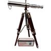 US HANDICRAFTS Telescopio vintage in ottone nichel su treppiede/telescopio da tavolo cromato per decorazioni domestiche e accessori da tavolo telescopio nautico Spyglass per avventure navali e