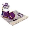 ihvan online Tappeto da preghiera musulmano e perline da preghiera con elegante scatola regalo cilindrica, Janamaz, Sajadah, morbido tappeto islamico per preghiera, set da regalo islamico, tessuto taffetà, viola