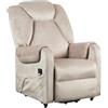 POLTRONE ITALIA Detraibile 19% Poltrona Relax Elettrica 2 motori, reclinazione indipendente schienale pediera 4 ruote spostare utente soffice seduta indeformabile tessuto premium Beige