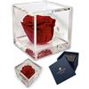Passionefiori.it S 1010 Luxury Rose Stabilizzate Vere in Cubo più Spesso Luxury 10cm e Scatola Regalo Lusso, Cubo Rosa stabilizzata Rossa, Rosa eterna