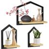 Yorbay Set di 3 mensole da parete in legno: moderna decorazione da parete, scaffali per cornici e decorazioni, per soggiorno, camera da letto, bagno, studio, beige