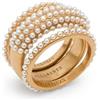 AllSaints set di anelli Pearl Trio, anelli impilabili con delicati dettagli di perle sintetiche, accessori moda femminili, realizzati in ottone, oro