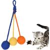 Disnace 3 Pezzi Palline di Sisal per Gatti, Palline in Sisal per Gatti Appesi, Palla in Sisals per Animali Domestici, Giocattoli Interattivi Appesi Pallines Gatto per Interni (Arancione, Giallo, Blu)