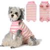 Pawsailor Body Post Operatorio Cane a Righe Tuta Chirurgica per Cani Femmina Maschio Morbido Cotone Tutina Body Chirurgico Cane Maglietta Medica per Cuccioli, Protezione delle Ferite, Rosa S