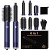 UMIGA Air Styler Brush 6 in 1 Hair Air Brush Spazzola Riscaldante Brushing Asciugacapelli 6 in 1 Spazzola Soffiante Airstyler Loop a Capelli Aria Spazzola lisciante Set Airbrush Acconciatura Donne Blau