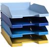 Exacompta - Rif. 113202SETD - Set di 4 cestini per posta COMBO MIDI Bee Blue - dimensioni 34,6 x 25 x 24,3 cm - per documenti in formato A4+ - certificato angelo blu - colori assortiti