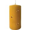 Cereria Di Giorgio - Candela Cero Senape Decorata con Api in Cera - Diametro 7 cm Altezza 15 cm - Durata 85 ore - Con sacchetto - Spring Collection - Artigianale