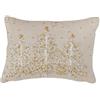 SARO LIFESTYLE L'Hiver Design - Cuscino ricamato per albero di Natale con imbottitura in piuma, 35,6 x 50,8 cm, naturale