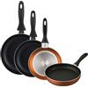 WELL HOME MOBILIARIO & DECORACIÓN Set padelle Ø16 Ø20 Ø24 e Ø28 cm induzione antiaderente in alluminio pressato colore bronzo metallizzato