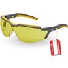 Gebol Occhiali protettivi Ultralight gialli | design sportivo | Sweat Bar protegge da sudore e polvere | per uomo e donna | taglia universale | nero, giallo | 1 pezzo