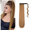 Dcbaboo Posticci per Capelli Coda Capelli Extension Lisci 55cm Coda Finta Capelli Sintetici Extension Coda di Cavallo Capelli Finti Clip Coda Dritti Lunghi Wrap Ponytail, Bionda Scura