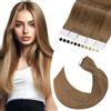 Elailite Extension Adesive Capelli Veri Biadesivo Marrone Seamless 20 Fasce Biadesive 30g Tape in Human Hair Naturali Lisci 25cm #6 Castano