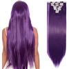 SEGO 26 65cm Extension Clip Capelli Veri Lunghi Lisci Sintetici a 8 Fasce con 18 Clip Full Head 140g (Viola Blu)