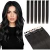 Elailite Extension Capelli Veri Clip Neri Remy Human Hair Naturali Set da 6 Ciocche Singole con Silk Lace 25cm 31gr per Volume/Mèches (#1B Nero Naturale)