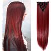 SEGO Extension Clip Capelli Lisci Lunghi [Castano mix Rosso Scuro] 8 Fasce Sintetiche con 18 Clips in Extensions 65cm Full Head 140g