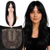 Elailite Hair Topper Donna Clip in con Frangia per Capelli Marrone Scuro, Posticci con Clips Middle Parting Toupet Toupee Protesi 45cm 175g (Base 15cm*15cm)